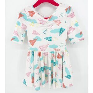 Dotdotsmile Girls Dress Size 12/24 Months Paper Airplane Print New With Tags